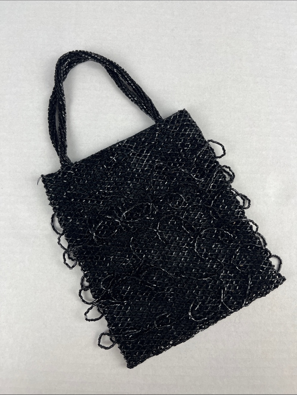 Bloomingdale’s Small Beaded Black Purse -